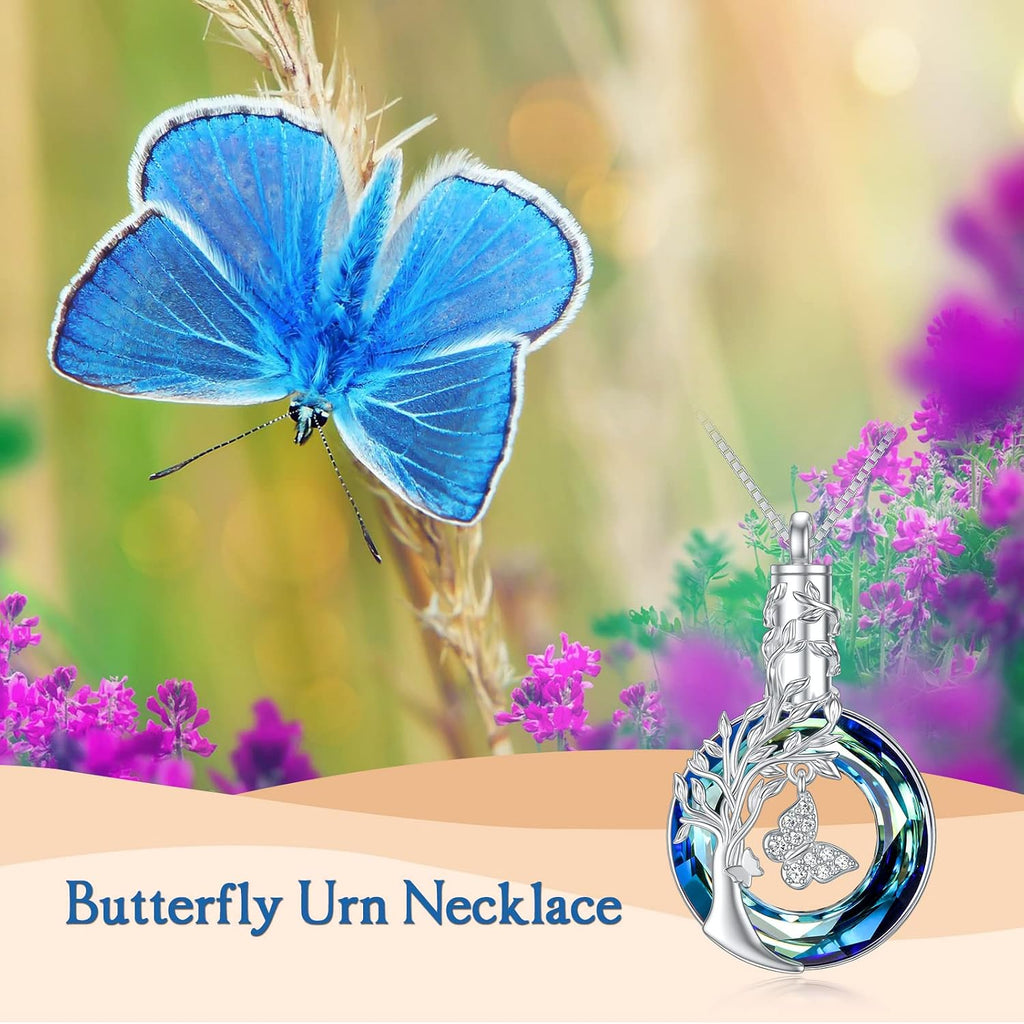 Butterfly Cremation Jewelry for Ashes Urn Necklace for Ashes Sterling Silver Memorial Jewelry