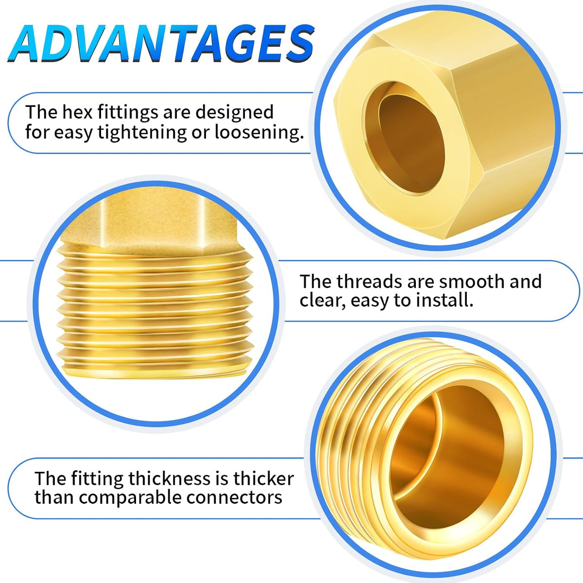 ChillWaves Brass Compression Tube Fitting, 3/8" OD x 3/8" OD 90 Degree Elbow Compression Union Connector(5-PACK)