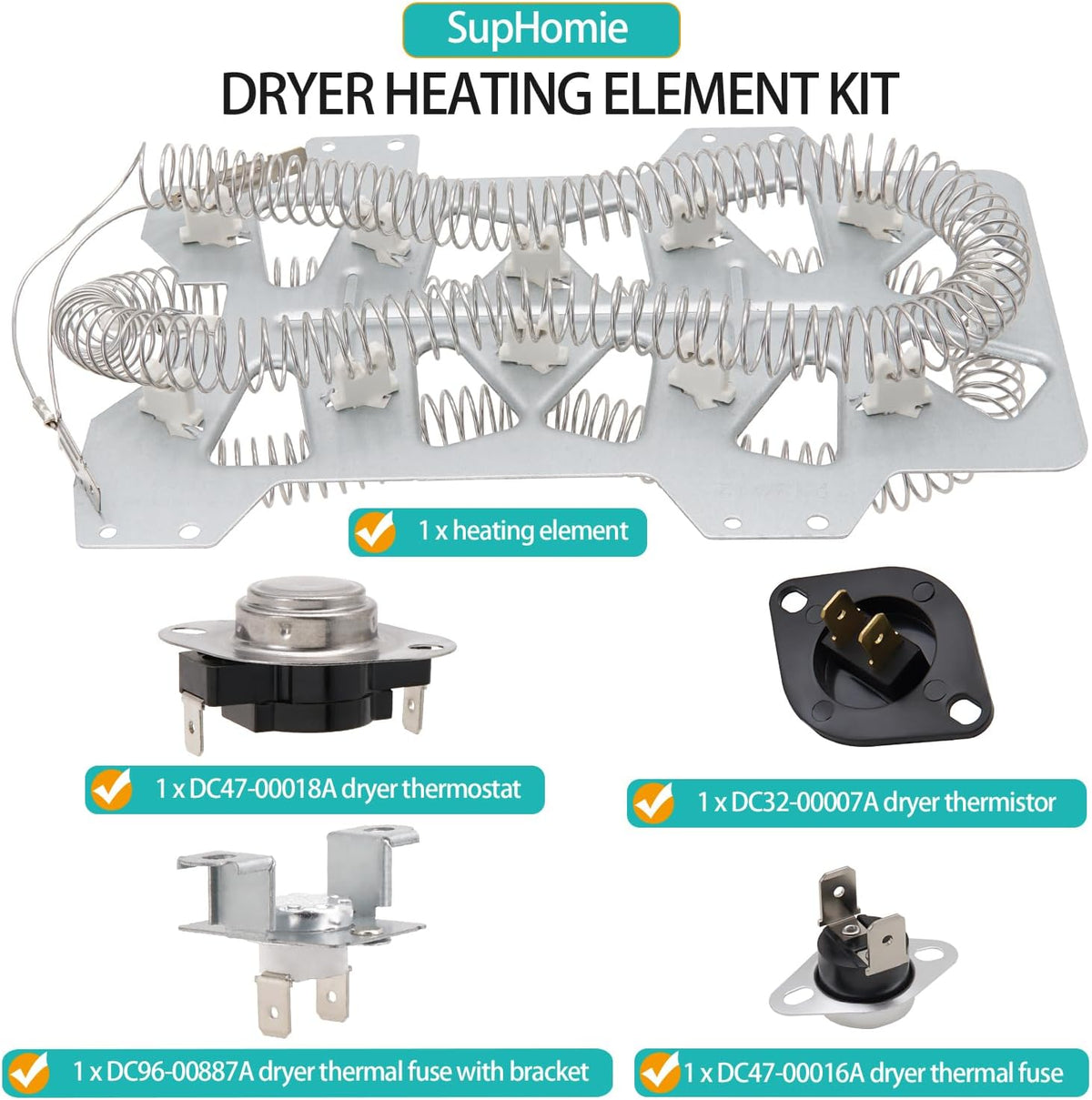 DV50F9A7EVP/A2 DV50F9A6EVW/A2 Dryer Heating Element Kit Fit for Samsung