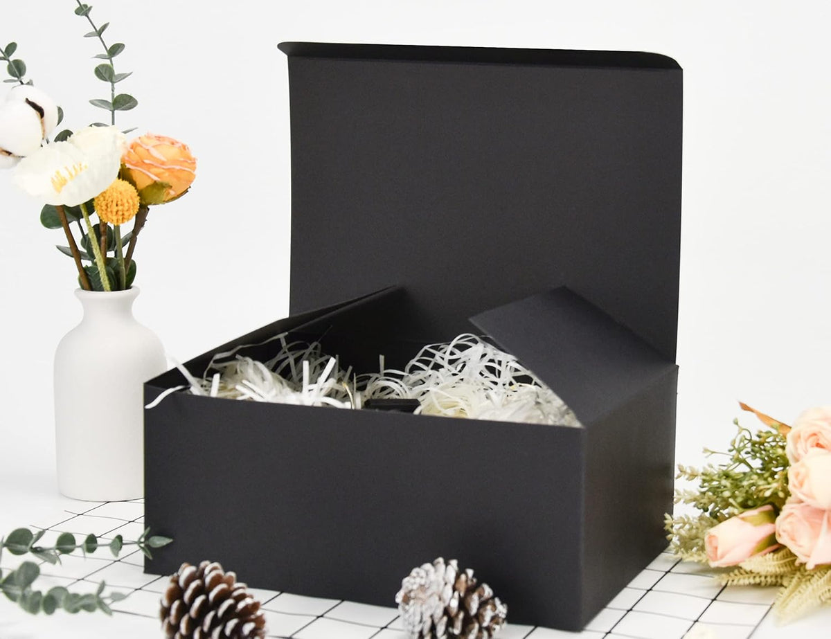 Black Gift Boxes with Lids, 24 Pack, 9.5x6.5x4 IN