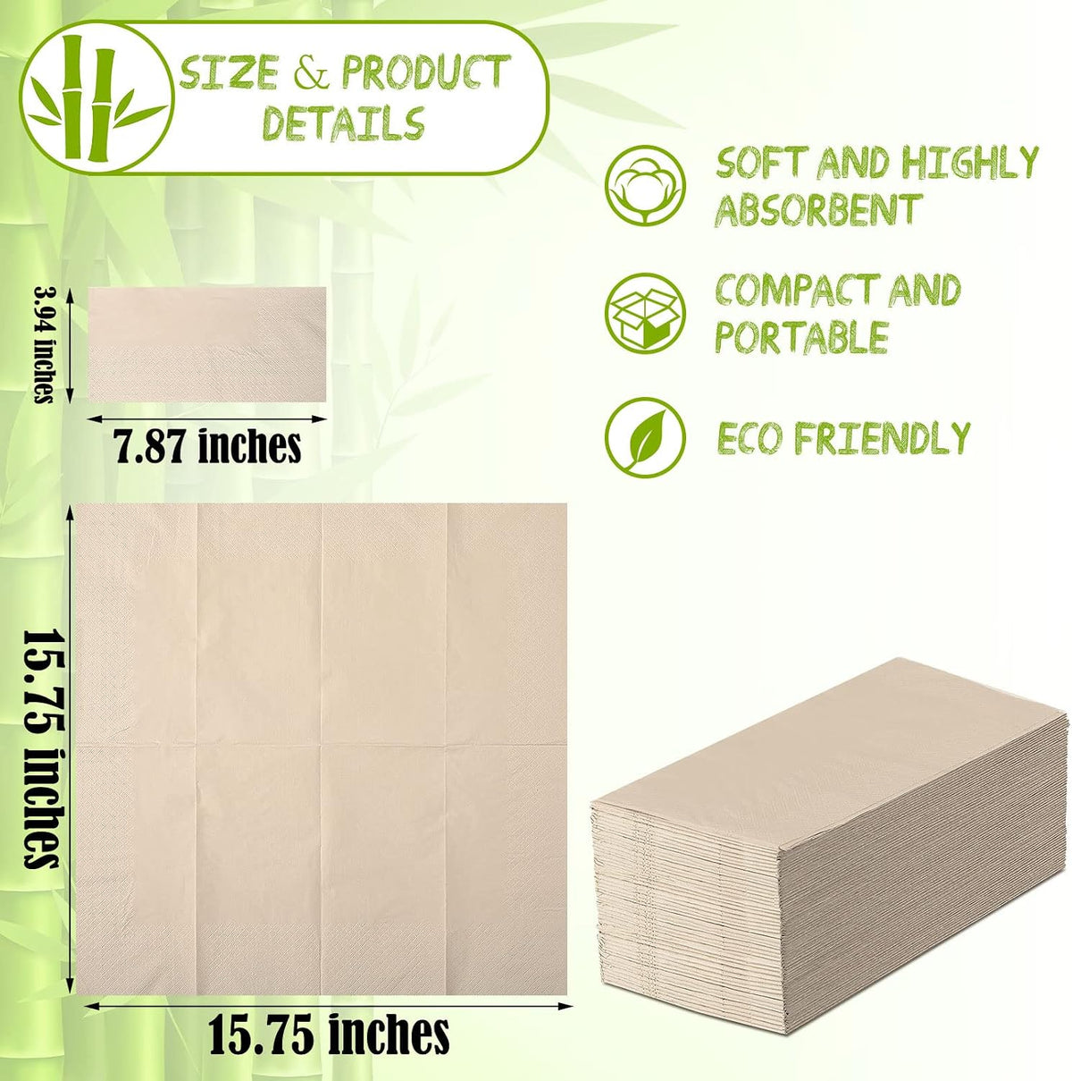 100 Count Disposable Paper Napkins Bulk Bamboo Paper Towels