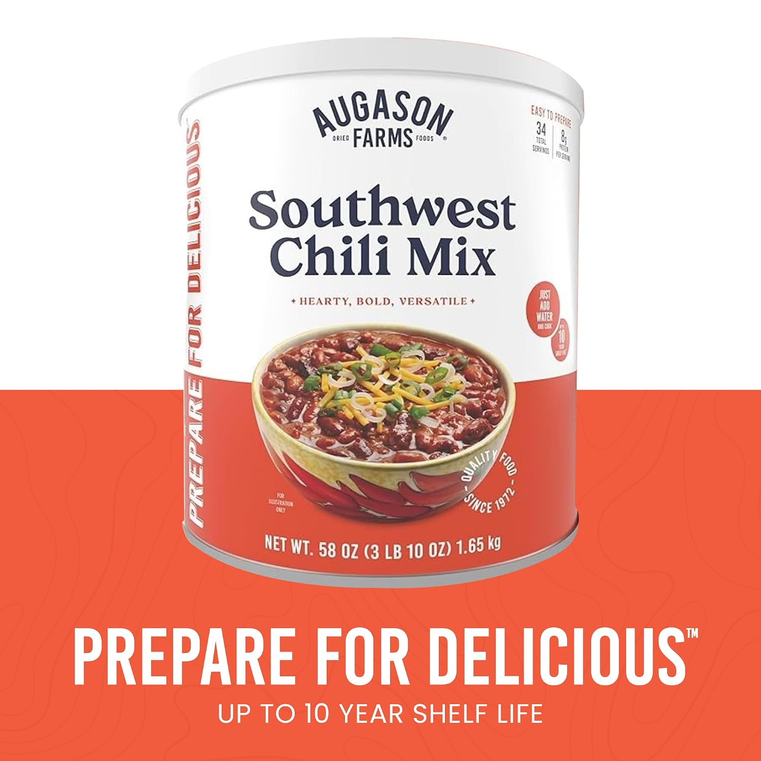 Southwest Chili Mix Can | Emergency Food Supply, 34 Servings, 10 Year Shelf Life, 8 Grams of Protein per Serving