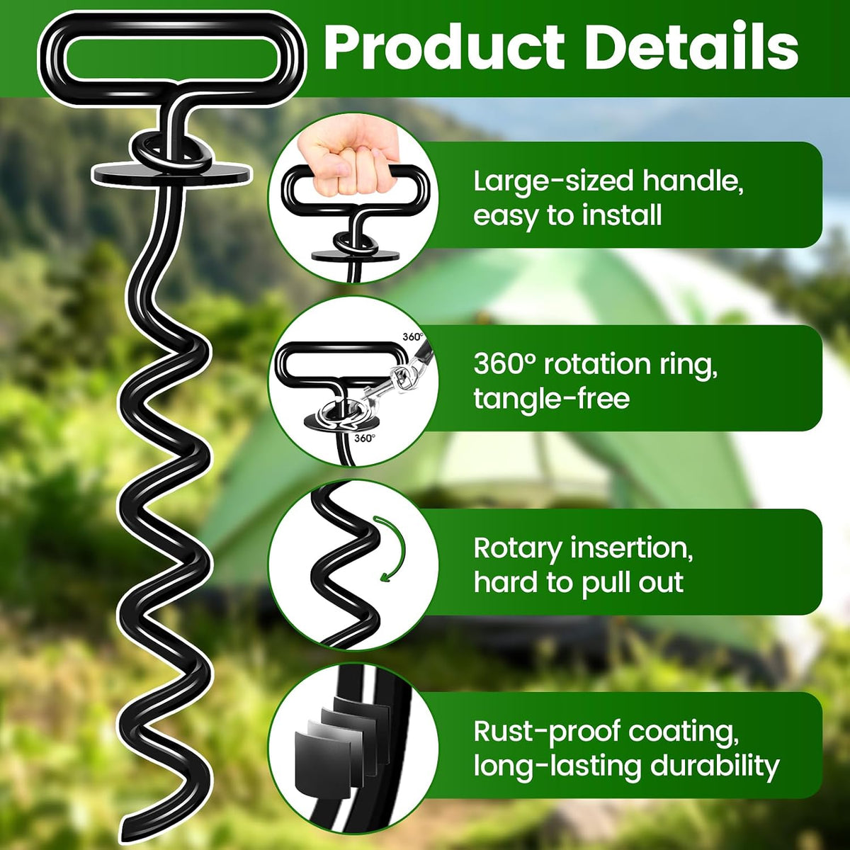 Dog Tie Out Stake, Heavy Duty Dog Stake for Outside