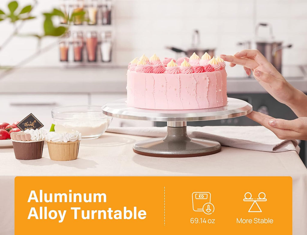 22 Aluminum Cake Stand Turntable Set for Decorating Baking Kit, 12"