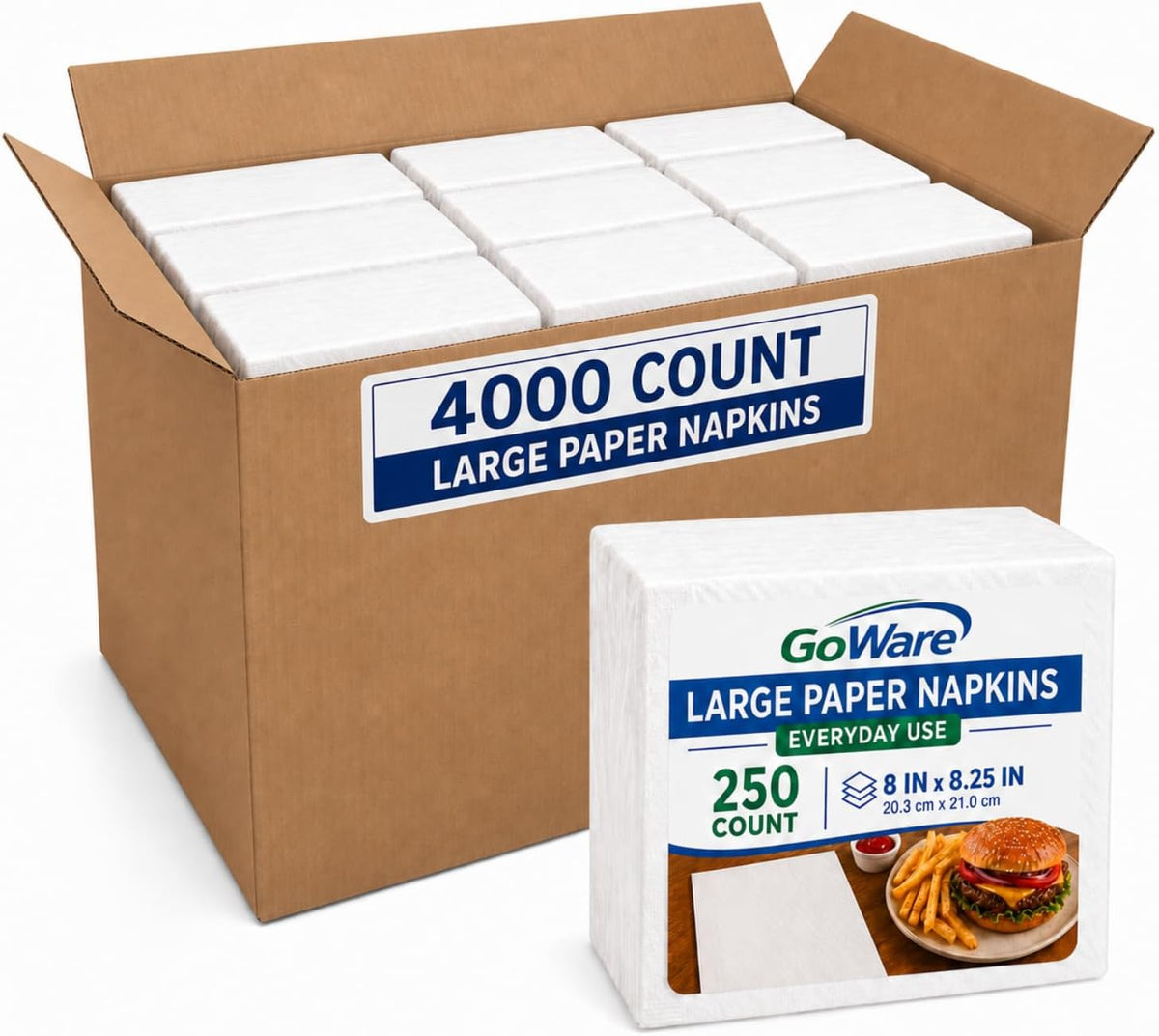 Bulk Large Paper Napkins Everyday Use, Disposable, Lunch/Dinner Size
