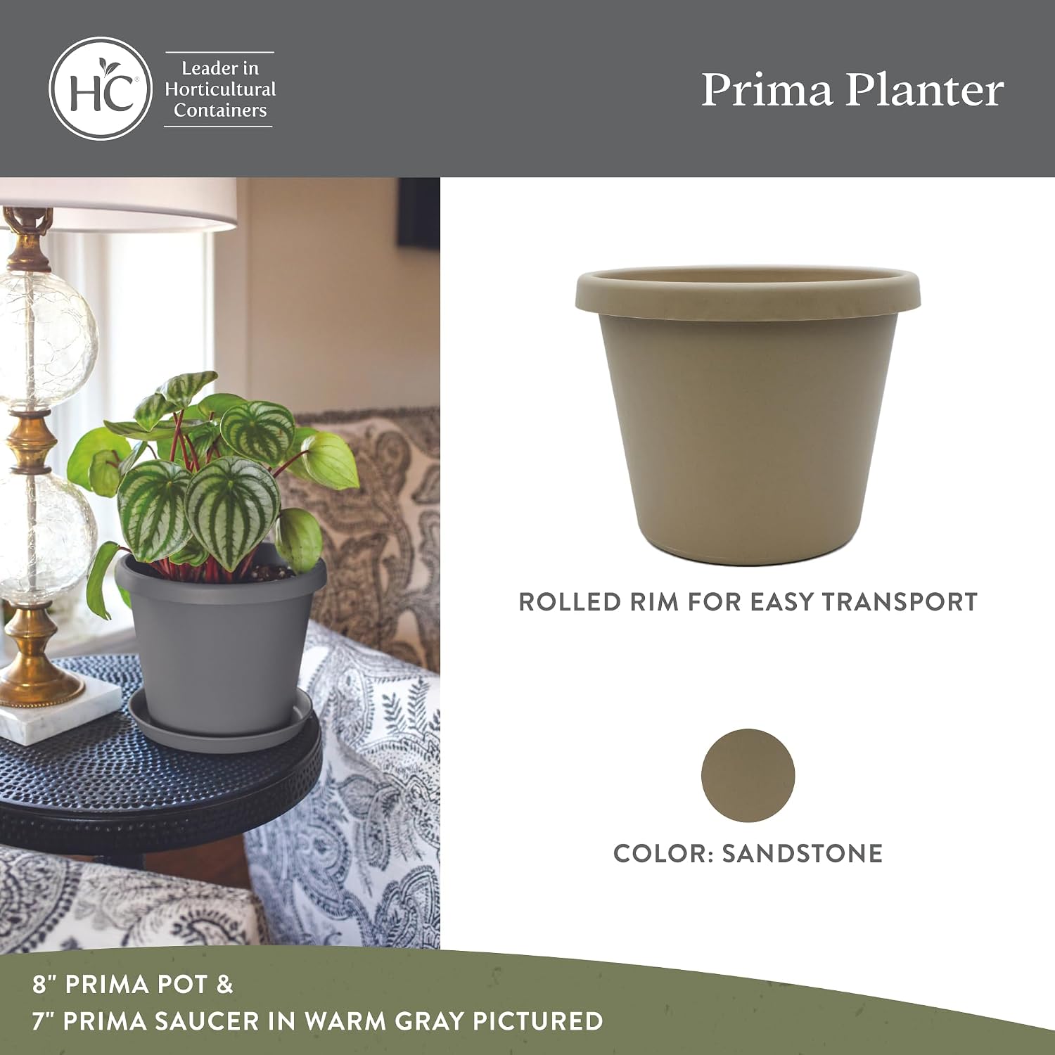 Prima Round Plastic Plant Pot w/Rolled Rim - Lightweight & UV Resistant Flower Pot for Herbs & More - Outdoor &