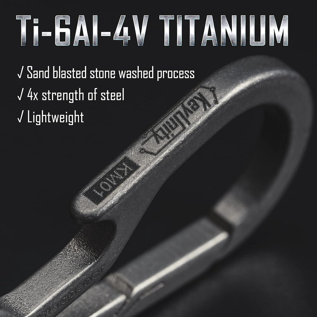 KM01 Titanium EDC Keychain Clip with Bottle Opener | Quick Release Carabiner Key Ring Holder, Compact Pocket Tool