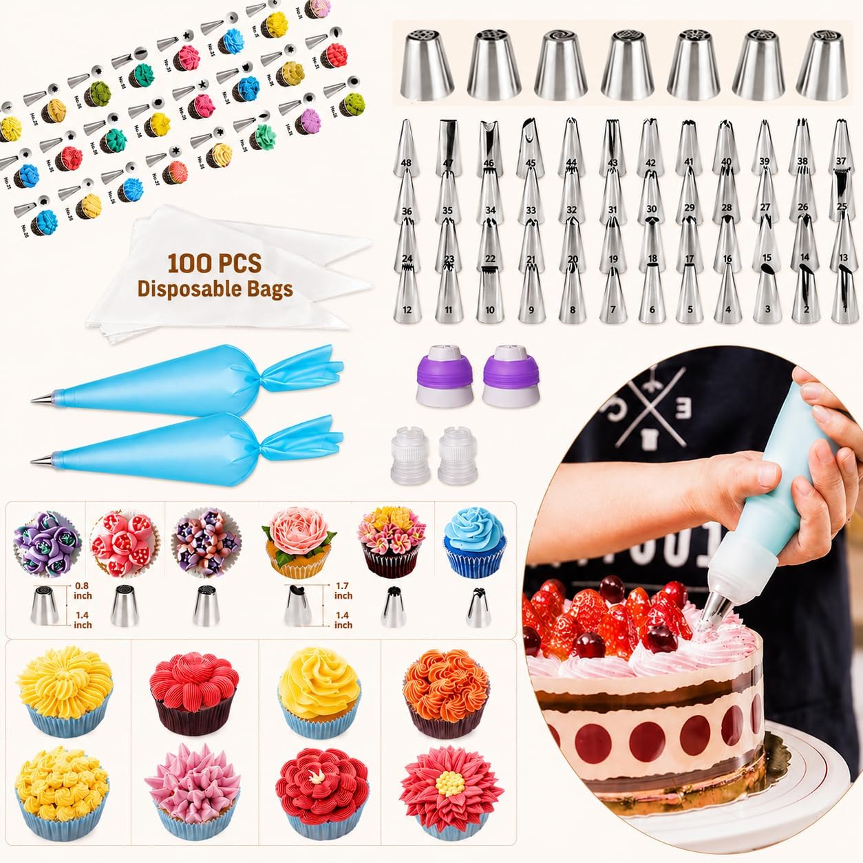 Cake Decorating Kits 567 PCS Baking Set with Springform Pans Set, Rotating Turntable, Decorating Tools, Cake Baking