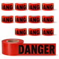 Red Barricade Tape Roll, 12 Rolls x1000ft, 3" Wide Non-Adhesive Tape | Red Danger Tape Roll for Contruction, Hazards