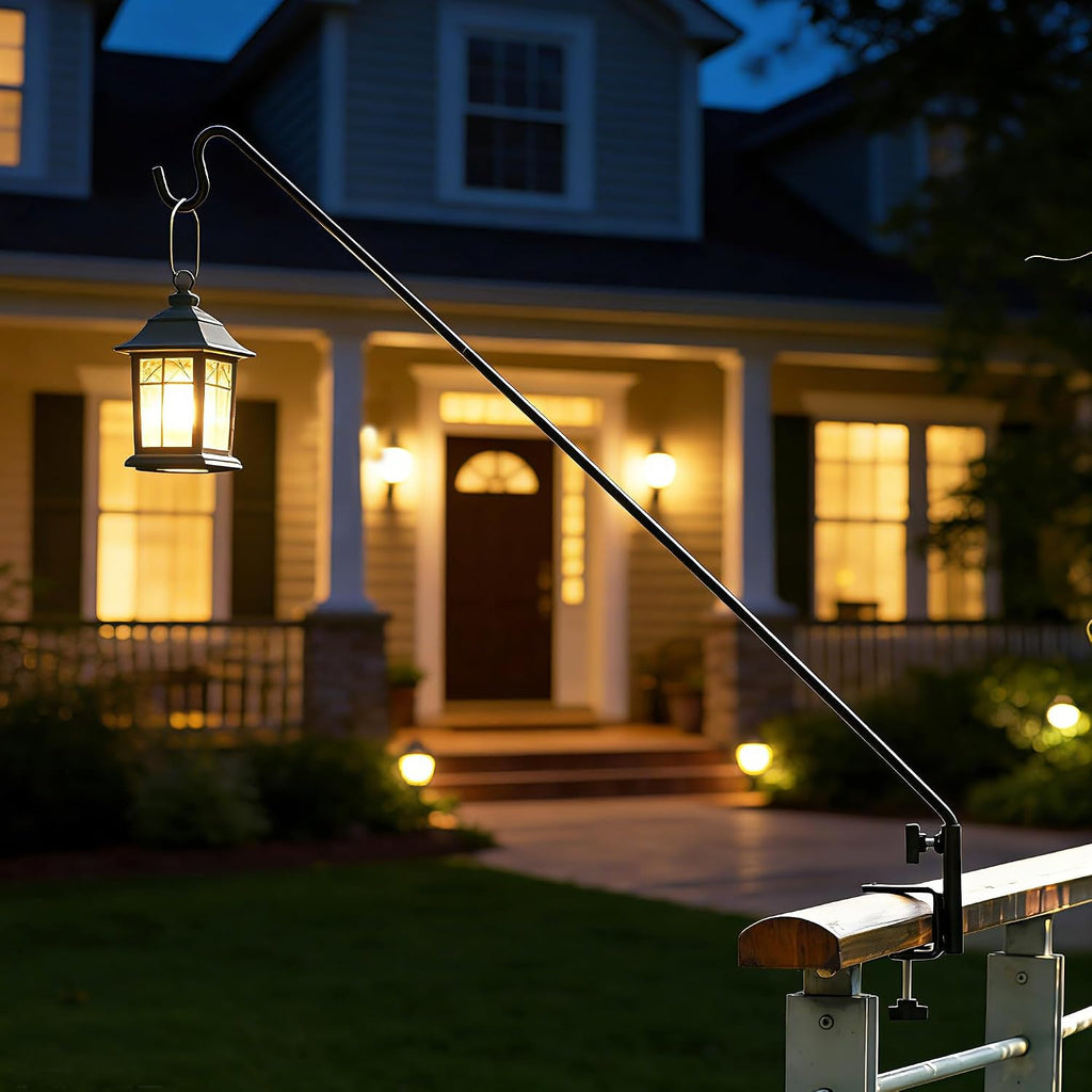 Heavy Duty Deck Hook, Extensible and Adjustable Deck Hook with 2" Non Slip Horizontal Clamp for Hanging Bird Feeder
