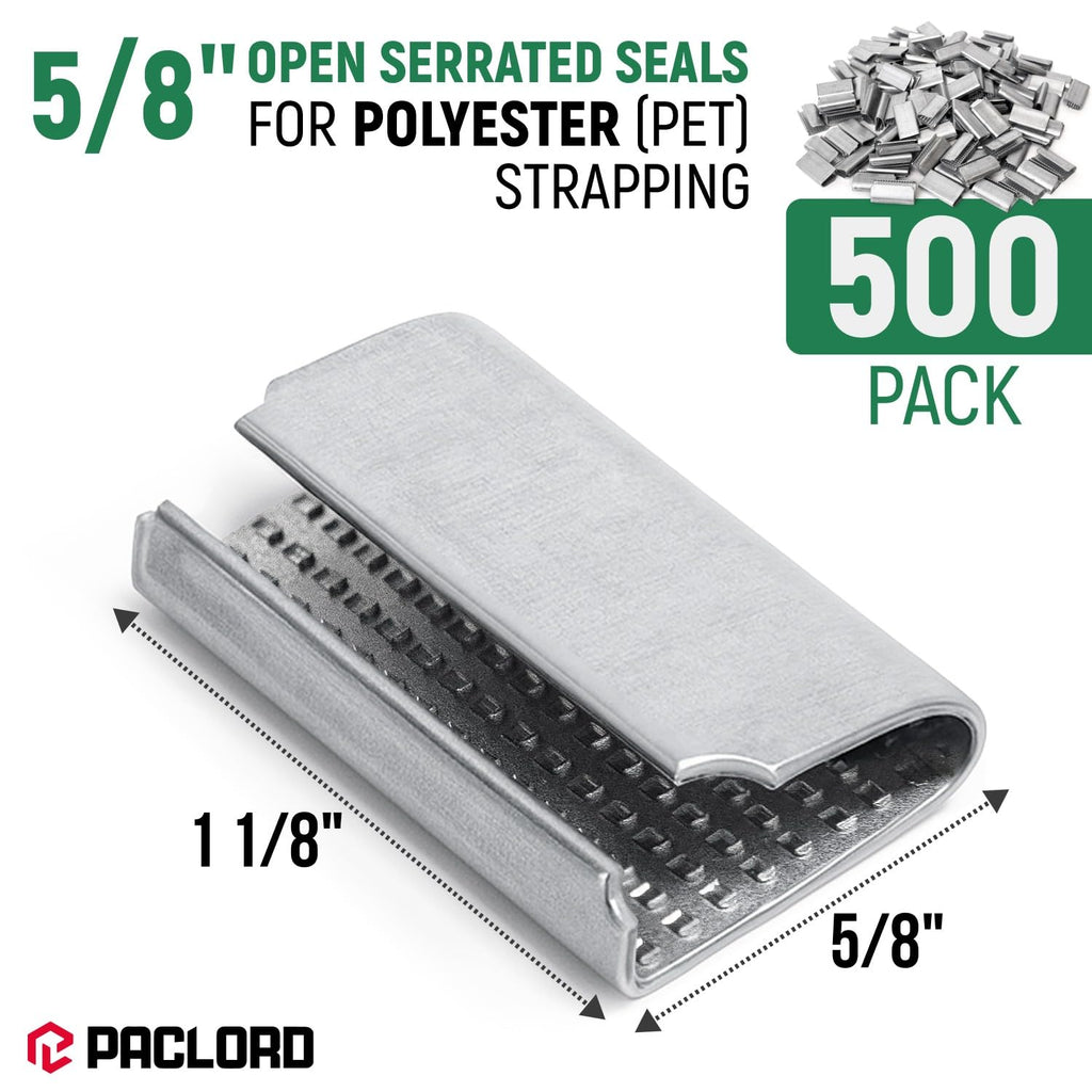 Open Serrated Seals for 5/8" PET Polyester Strapping, Pack of 500