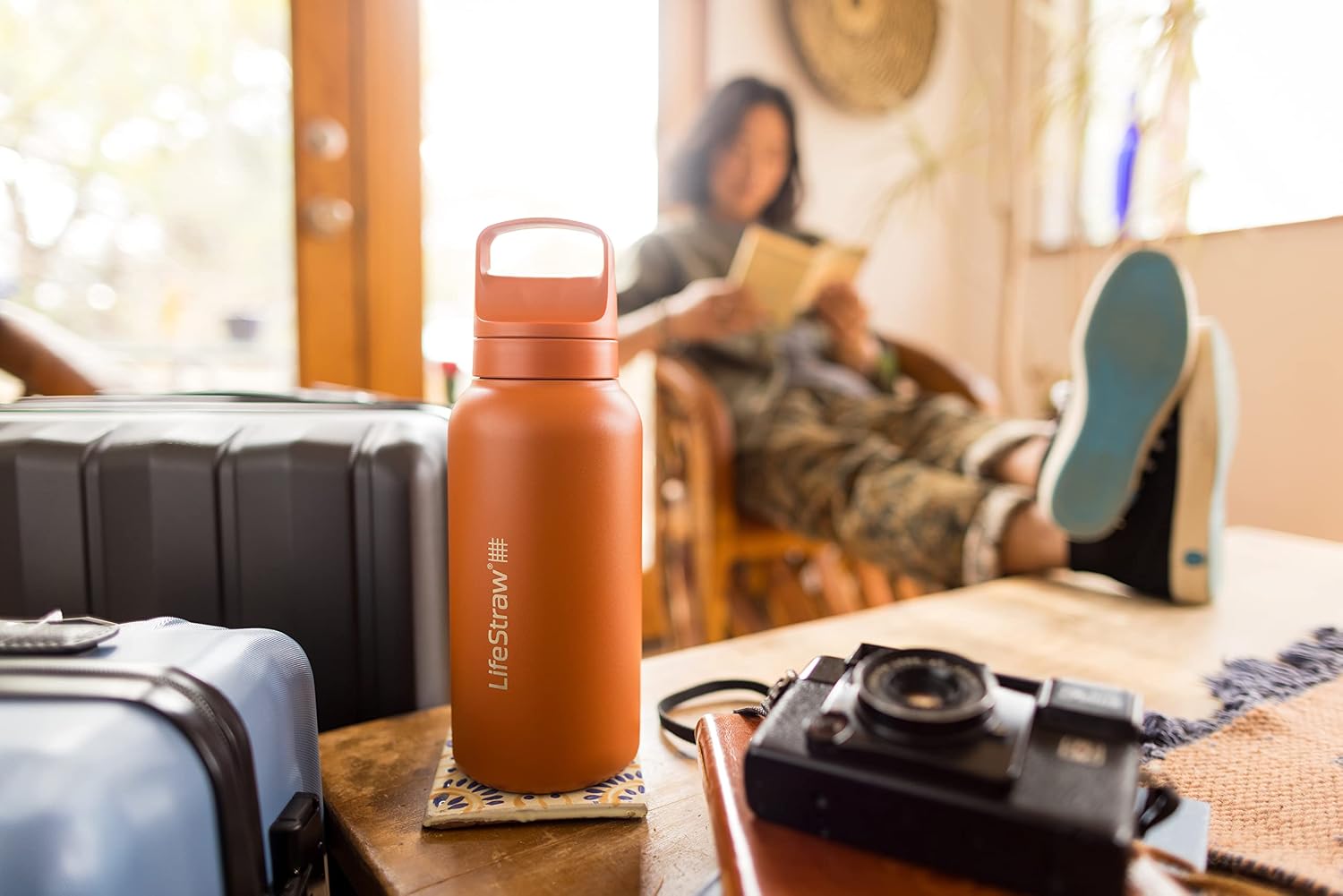 Go Series — Insulated Stainless Steel Water Filter Bottle for Travel and Everyday Use removes Bacteria, Parasites and