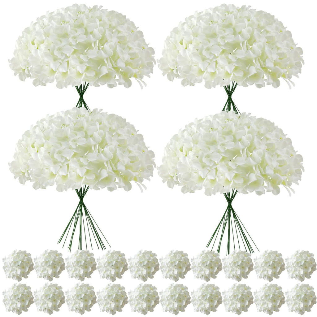 100 Pcs Faux White Hydrangea Artificial Flowers Bulk Fake Flowers