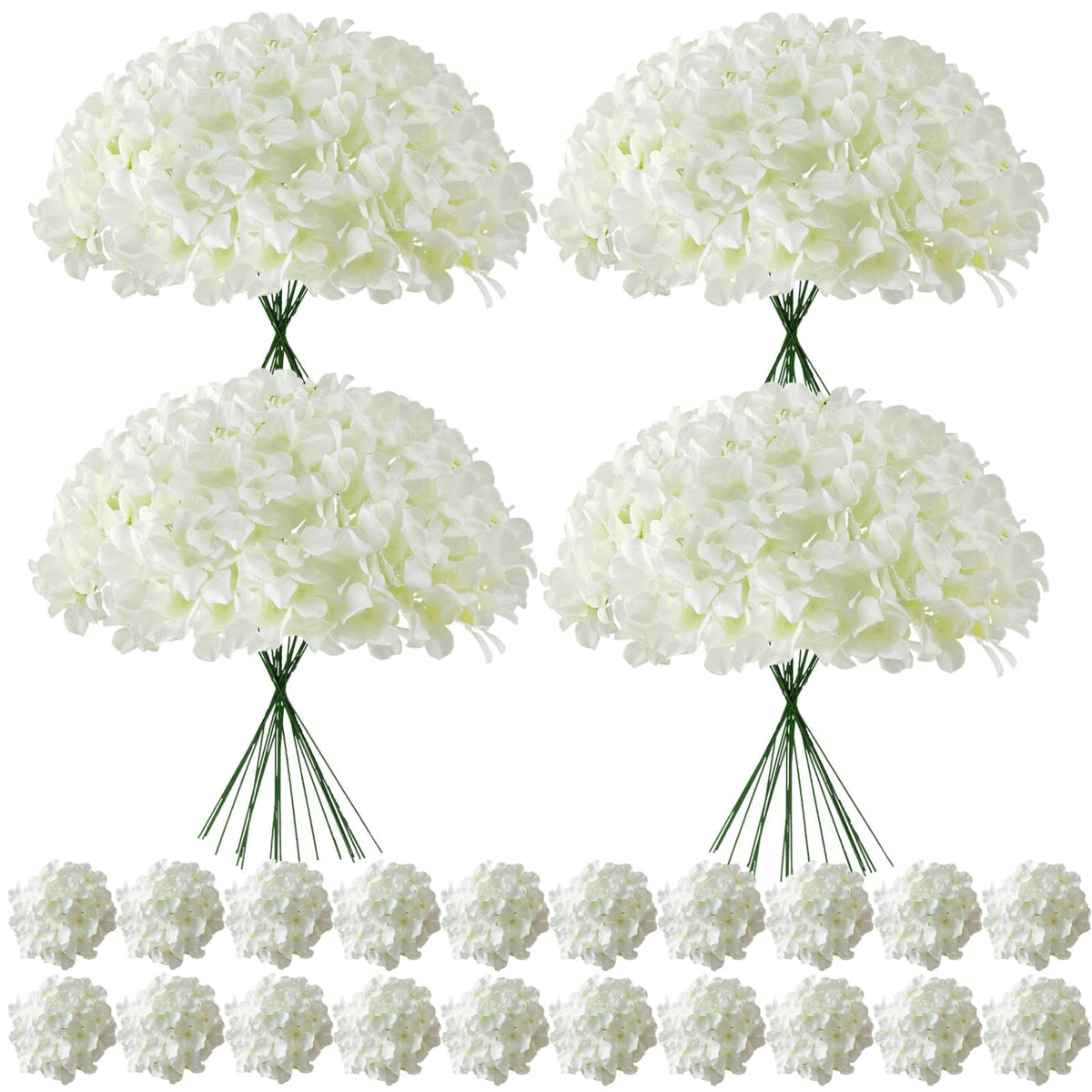 100 Pcs Faux White Hydrangea Artificial Flowers Bulk Fake Flowers