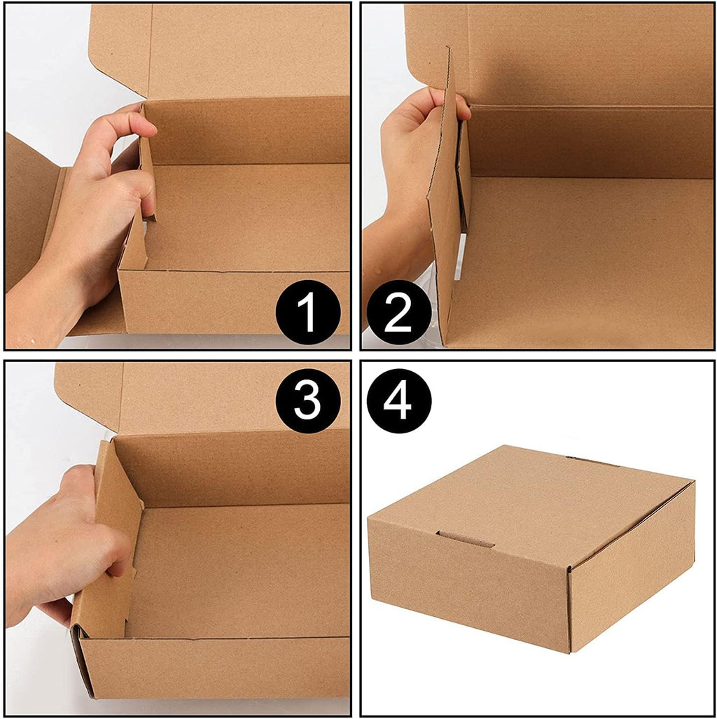 100 Pack 4 x 4 x 2 Inch Brown Shipping Boxes, Corrugated Box Mailers, Small Cardboard Gift Boxes Bulk, Tab Lock Tuck