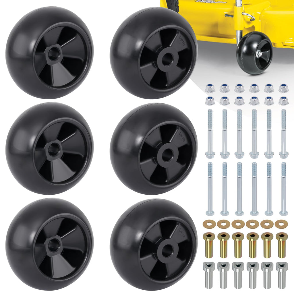 XaXmTee 6Pack M111489 Lawn Mower Deck Wheels Kit with Full Set Accessories