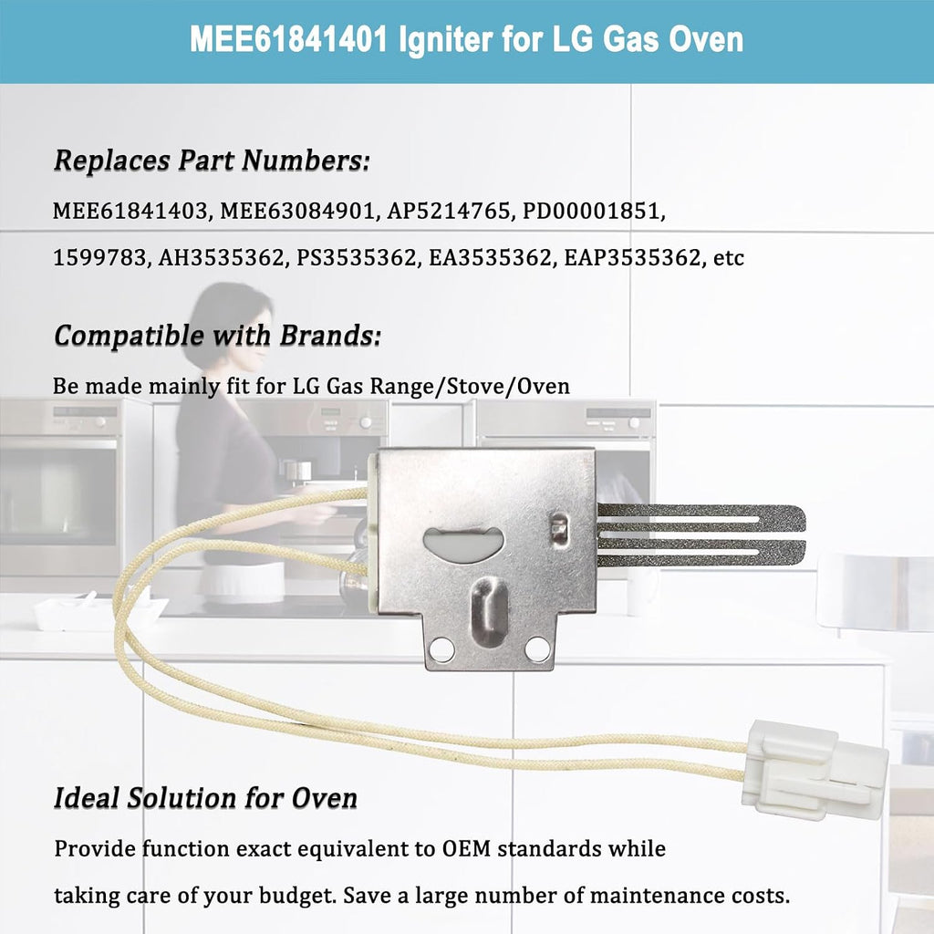 MEE61841401 Gas Range Igniter Replacement for Gas Oven Burner Ignitor- Compatible with LG Gas Stove Ignitor - LG Oven Igniter Replaces MEE61841403 MEE63084901 AP5214765 PS3535362 EAP3535362
