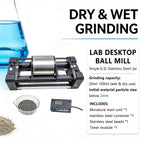 Desktop Ball Mill 0.3L Jar, Wet/Dry Lab Grinder with Digital Timer,Single