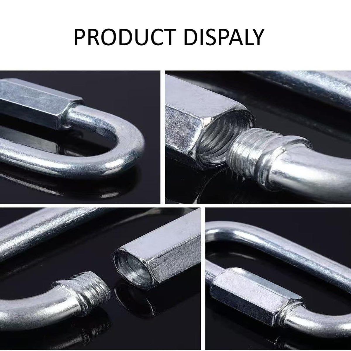M10 Quick Links, 4 Inch Galvanized Steel Chain Connector, 2300 LB, 4‑Pack