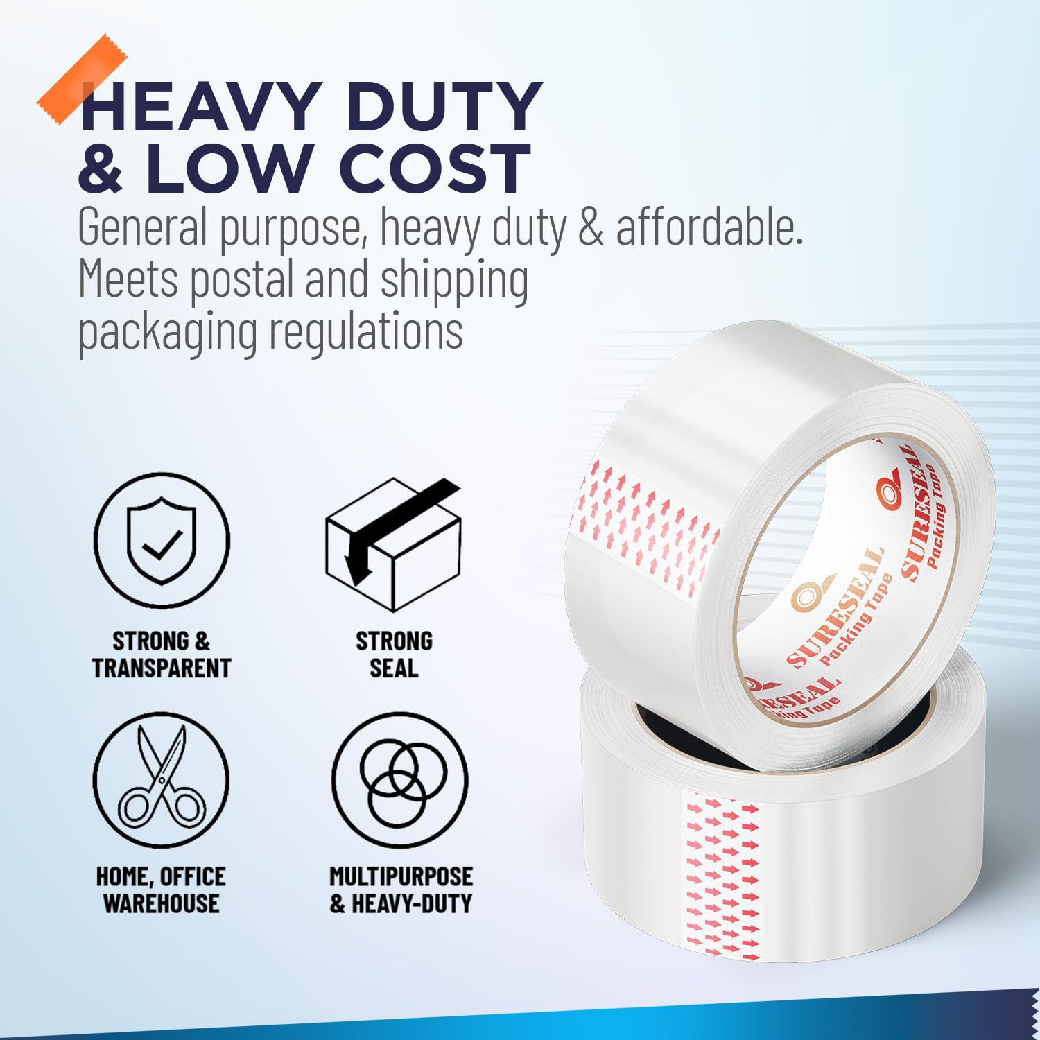 Heavy Duty Packing Tape 12 Rolls, Total 720Y, Clear 2.7 mil, 1.88 inch x 60 Yards, Ultra Strong, Refill for Packaging