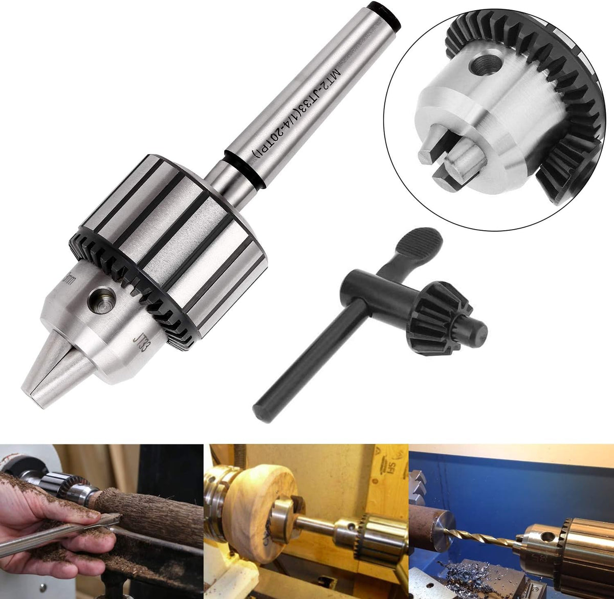 KingTool 4-Piece 1/2-Inch Drill Chuck Set with Key and Morse Taper Arbors