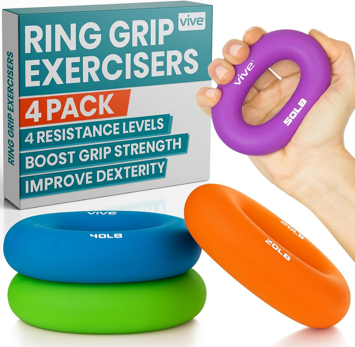 Hand Strengthener Grip Ring - Forearm Ring Hand Exercisers - Silicone