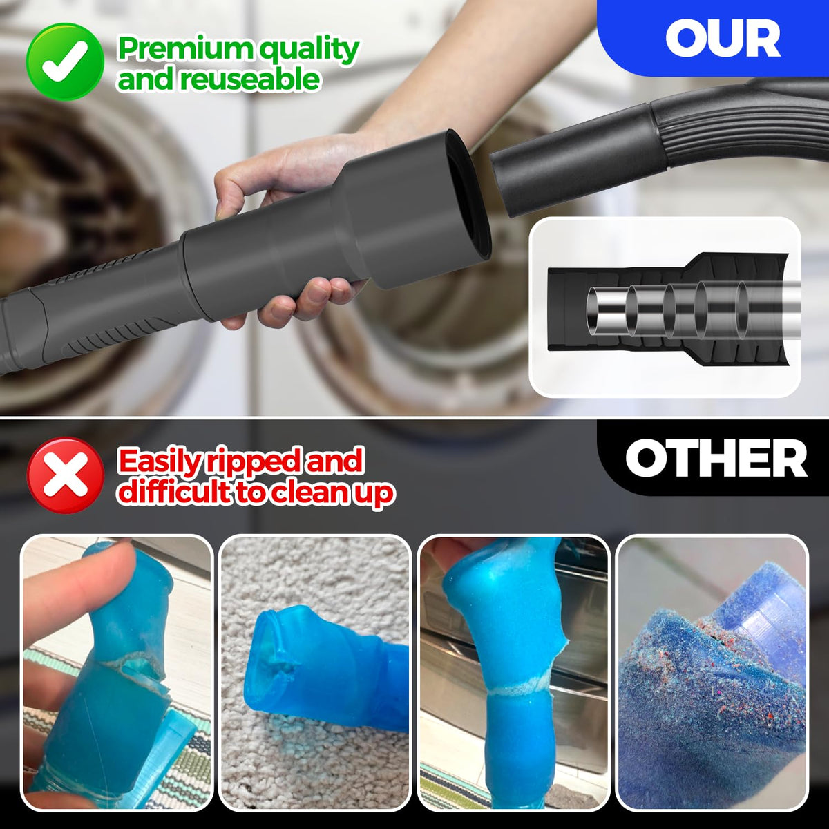 Holikme Dryer Vent Cleaner Kit 2Pack - Lint Vacuum Attachment & Brush