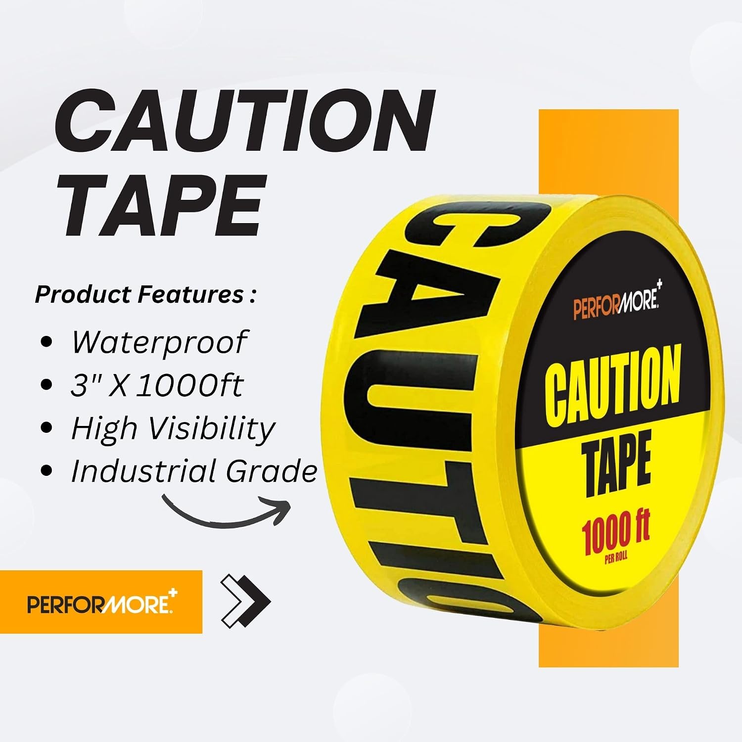 High-Visibility Yellow Barricade Caution Tape 2-Pack Safety Roll Set 3" x 1000Ft Tear-Resistant Non-Adhesive Strip