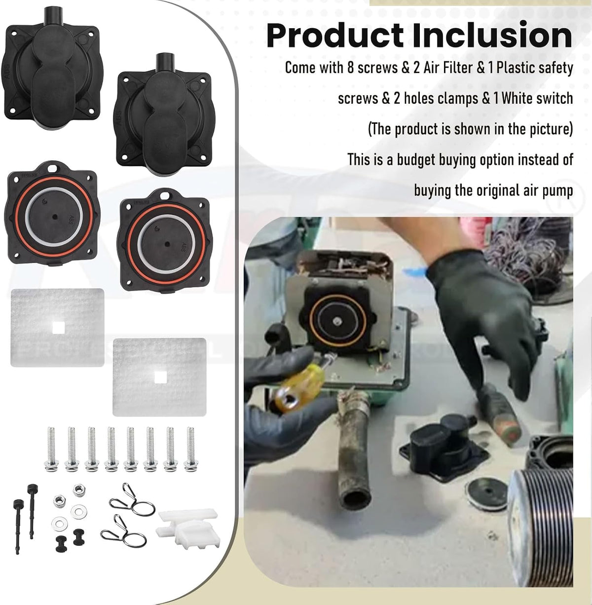 HP60/80 Air Pump Rebuild Complete Kit for Hiblow HP 80, HP 60 Aerators, HP-80-0110, with White Switch