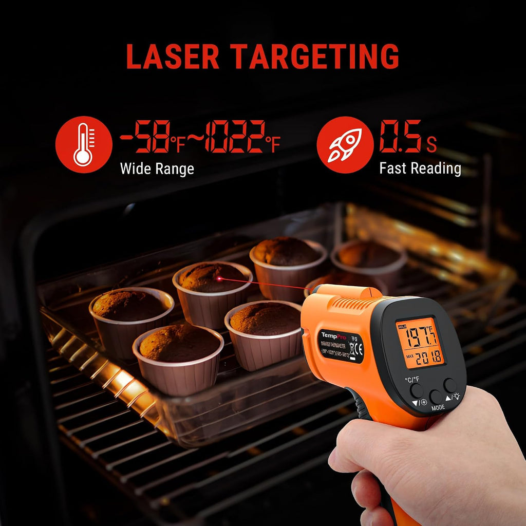 TempScan Infrared Thermometer Gun for Pizza Oven Griddle HVAC