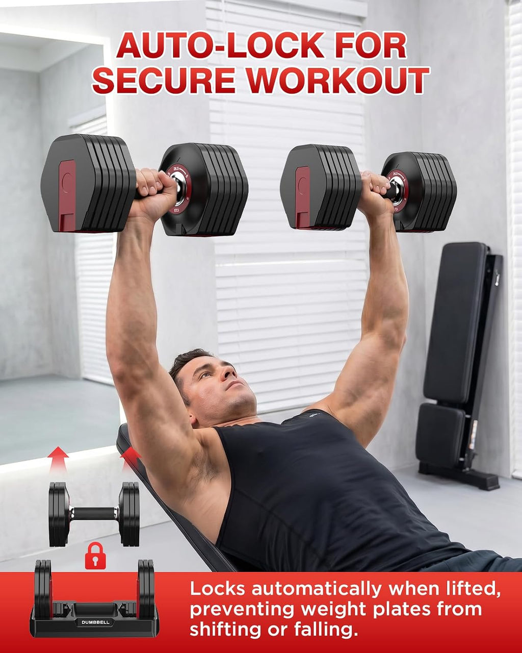 Adjustable Dumbbell Set, All in One Weights Dumbbell with Non-Slip Handle, 1 Hand Quick Adjust weight set for Home Gym