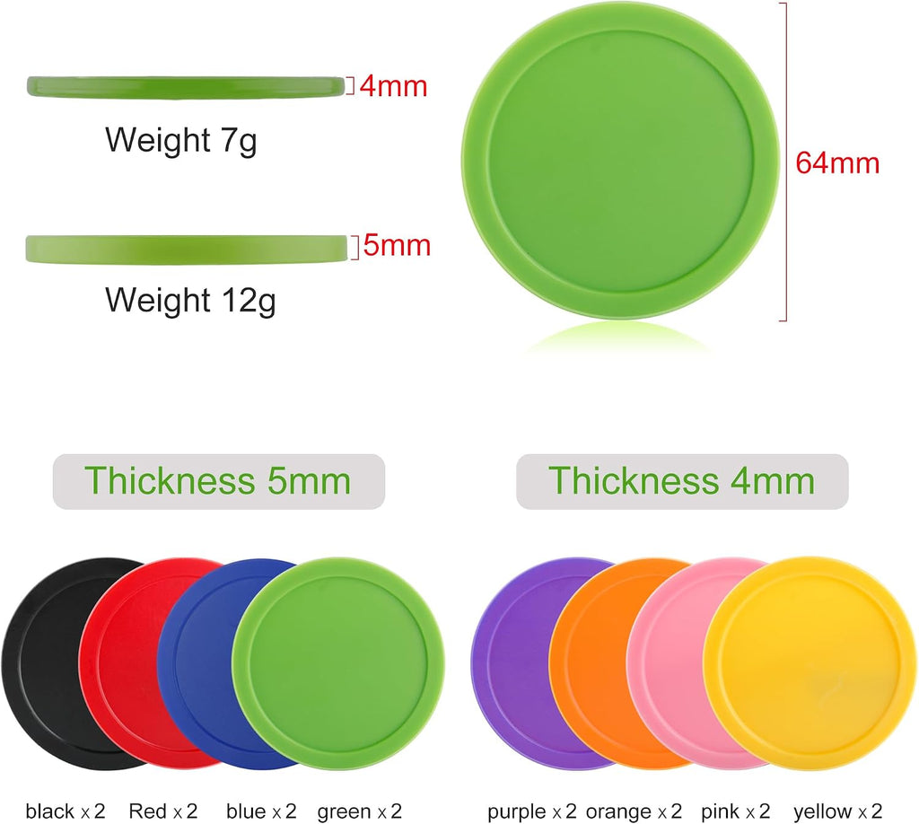 BQSPT 16 Pieces Air Hockey Pucks 2.5 Inch 64mm Replacement Pucks Air Hockey Tables Pucks for Game Tables Equipment