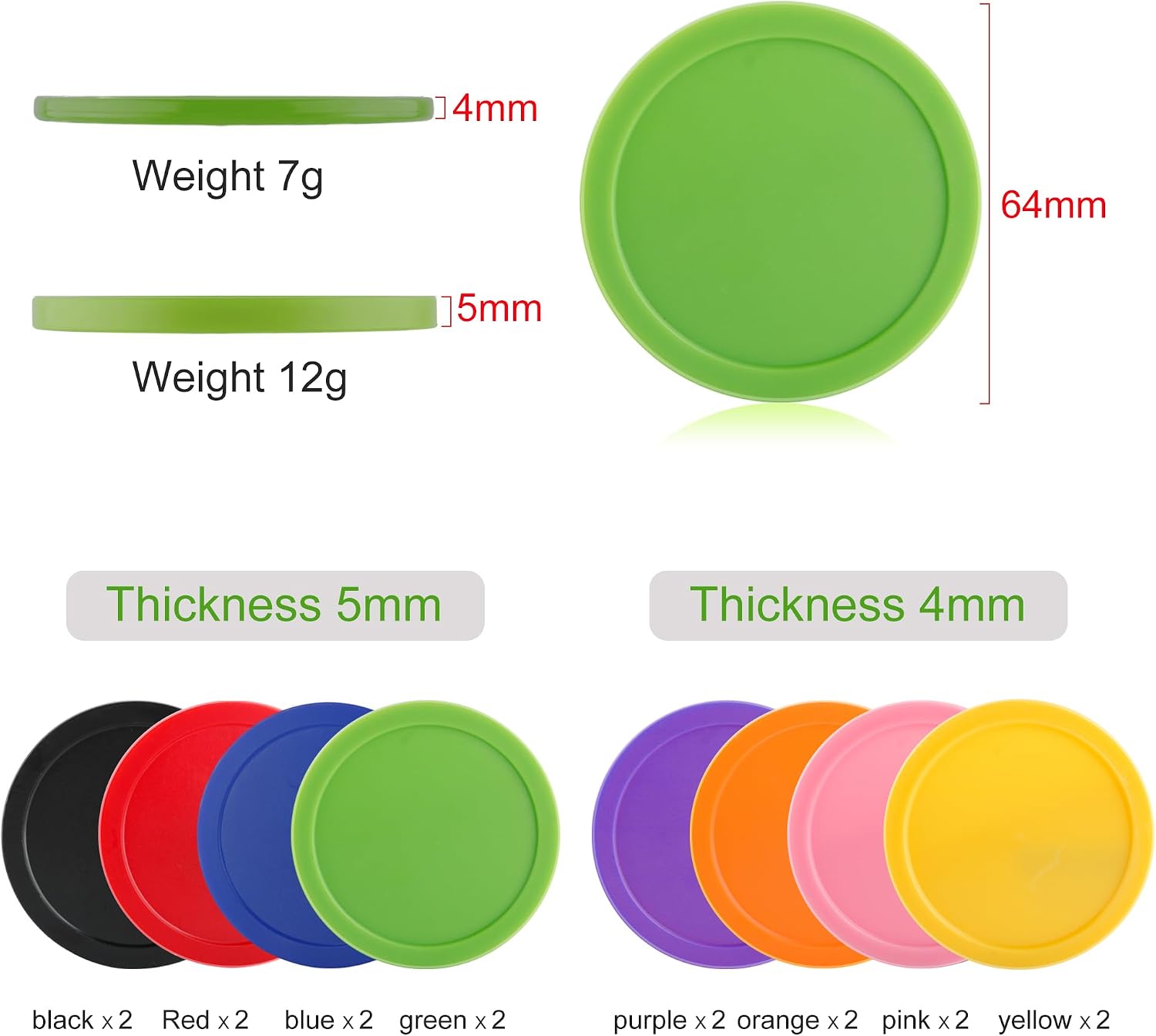 BQSPT 16 Pieces Air Hockey Pucks 2.5 Inch 64mm Replacement Pucks Air Hockey Tables Pucks for Game Tables Equipment