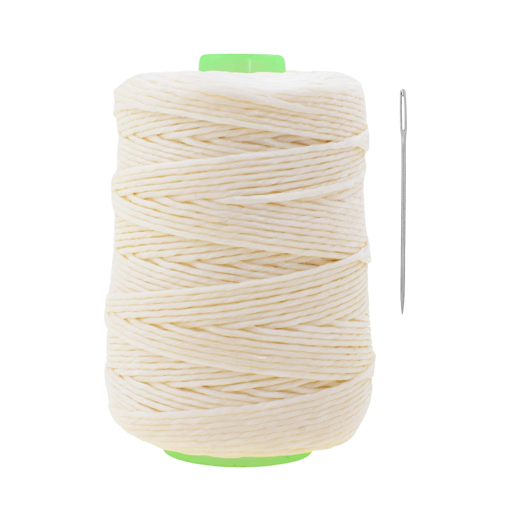 2mm Cream Waxed Twine for Rope Whipping with Needle, 164 YDs