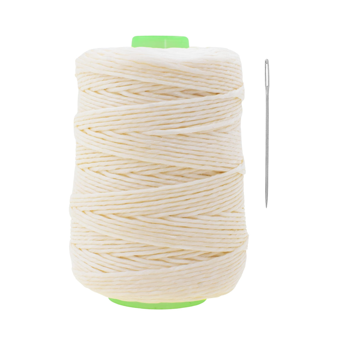 2mm Cream Waxed Twine for Rope Whipping with Needle, 164 YDs