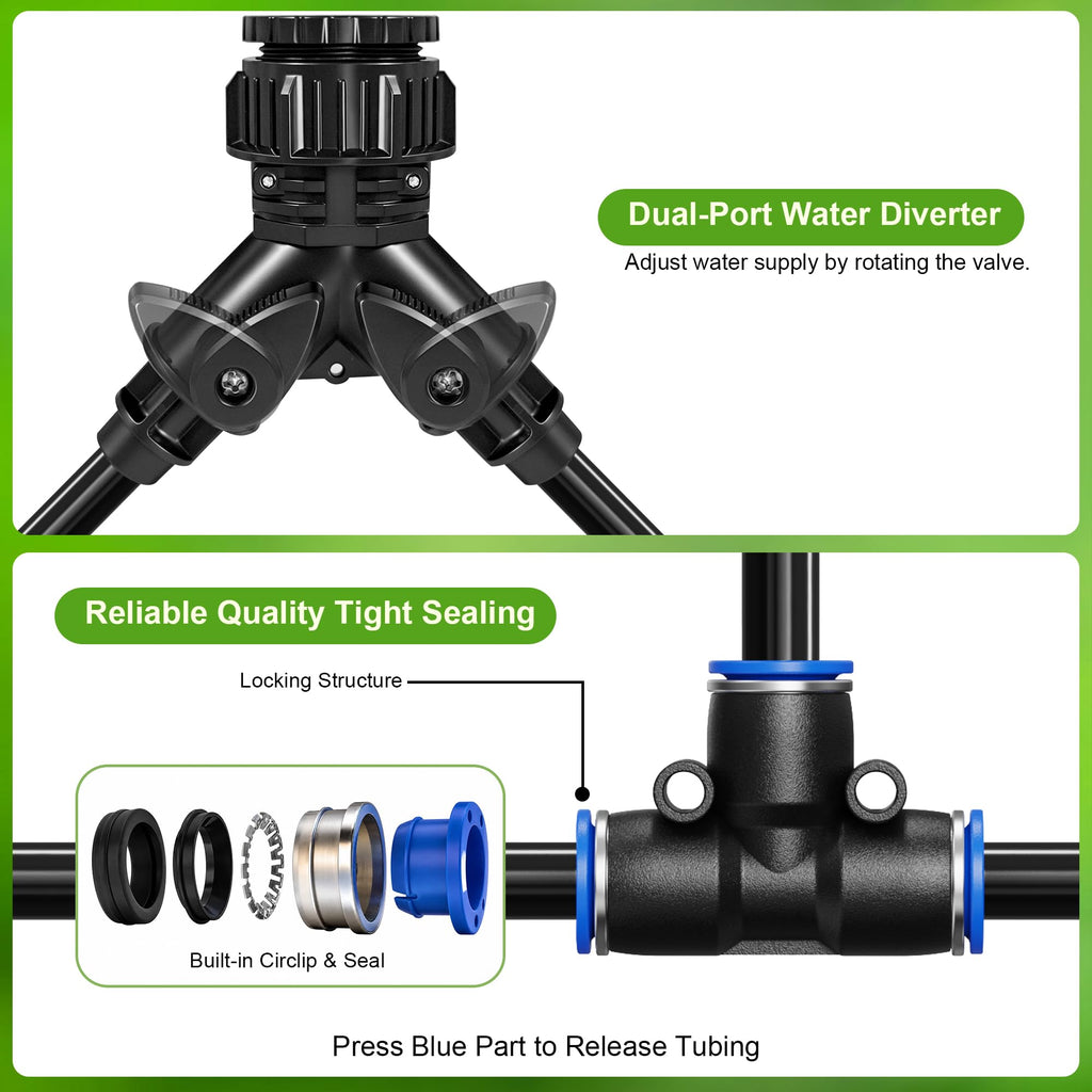 200FT 360° Adjustable Irrigation System with Stake Holders