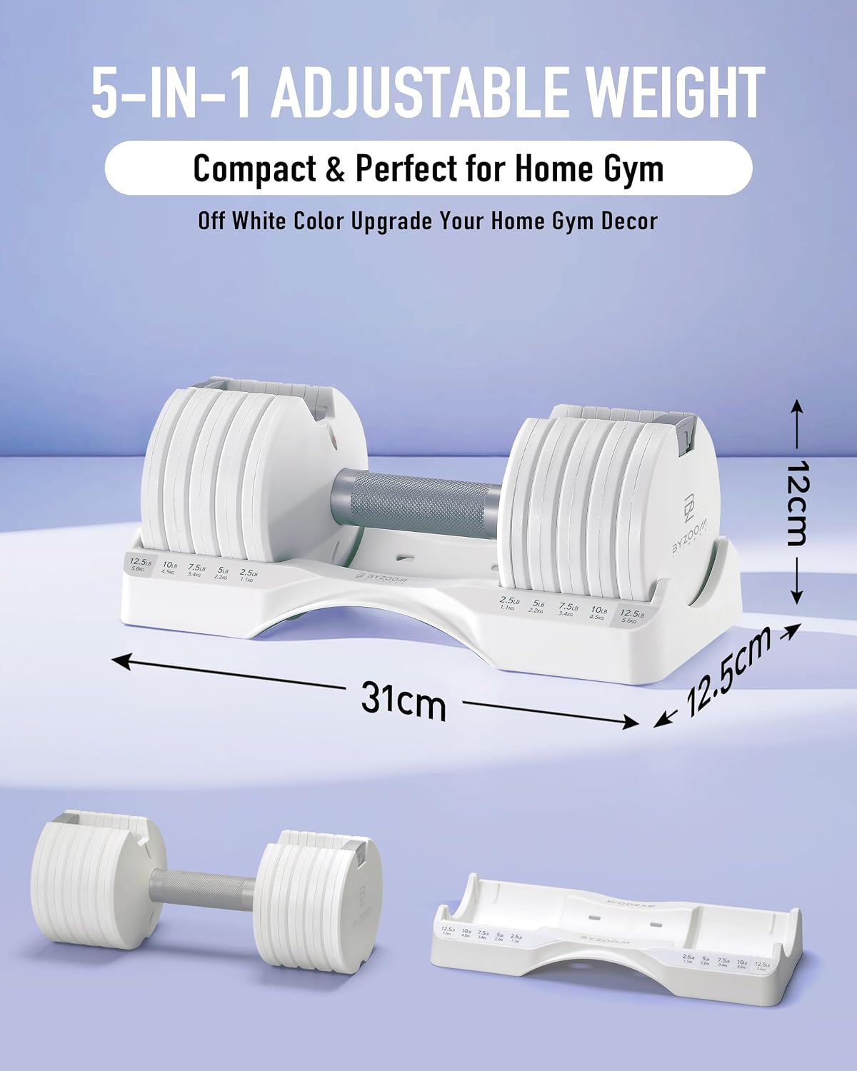 Pure Series Adjustable Dumbbell - 12.5/25/27.5/50/55/75lb - ONE UNIT OR PAIR(check QTY before purchase) - 5-in-1/