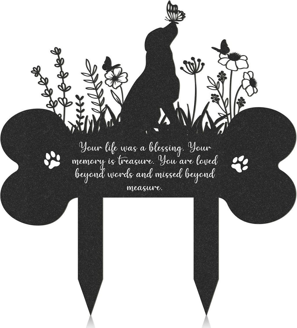 Pet Grave Markers for Dog, Metal Pet Memorial Garden Cemetery Decor