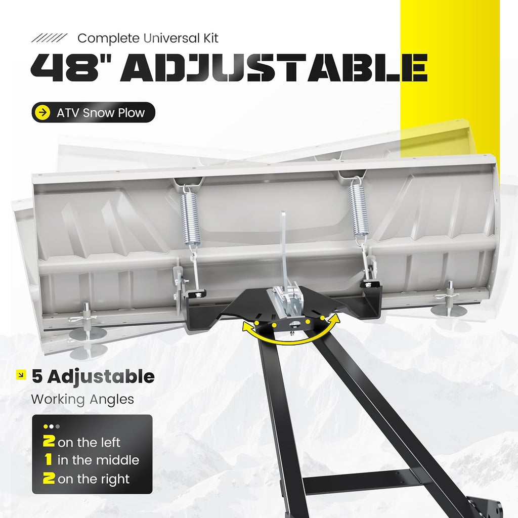 ATV Snow Plow Blade Adjustable 48" Complete Universal Kit Compatible with Honda Kawasaki Polaris (You Will Receive 2