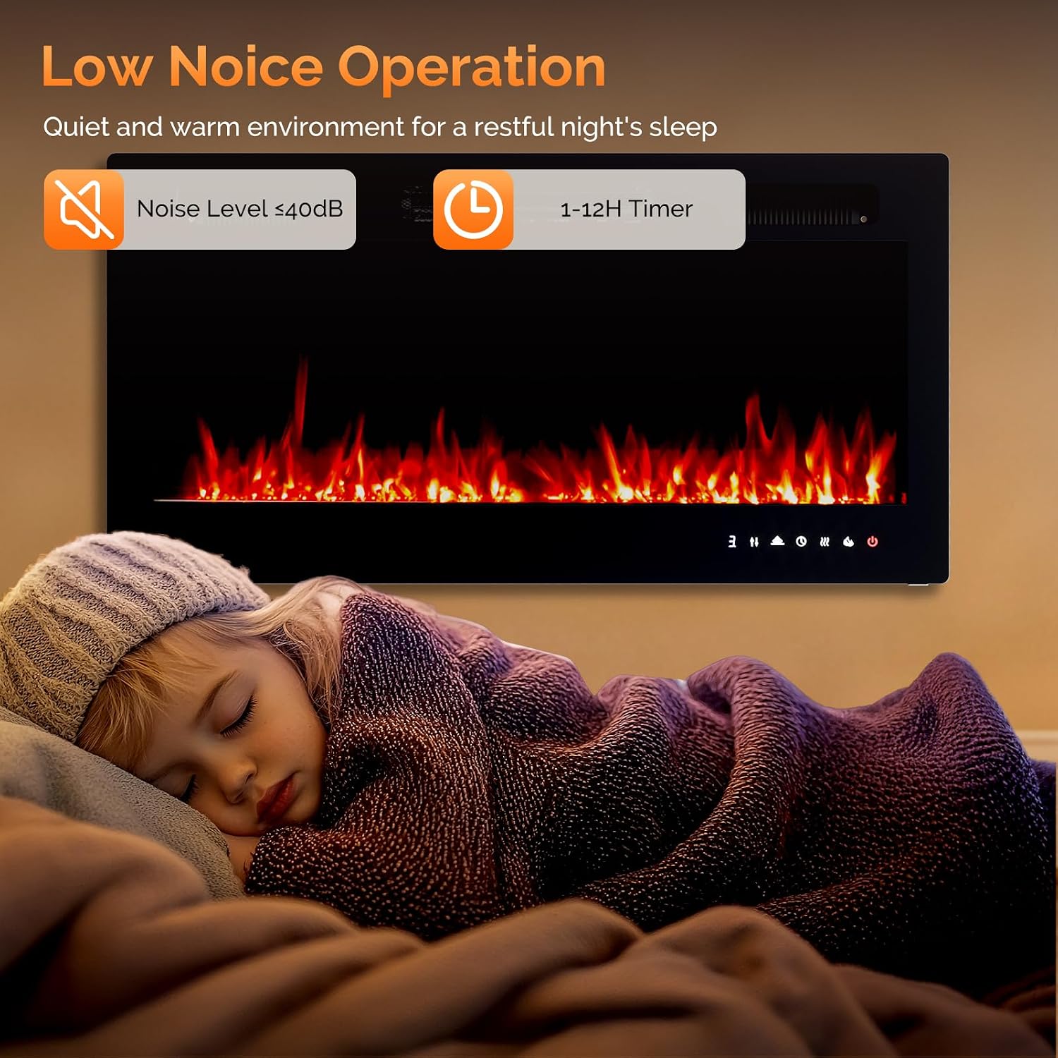 36'' Electric Fireplace, 2-in-1 Ultra-Thin Wall Mounted & Recessed Fireplace with Remote & APP Control, 1500W Wall