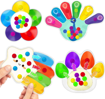 4PC Color Sorting Sensory Toys for Toddler, Travel Toys Roadtrip Activities for Kid 3-5 Fine Motor Autism Autistic