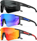 Polarized Sports Sunglasses for Men Women, UV400 Protection Mens Sunglasses Wrap Around Sun Glasses for Cycling Running