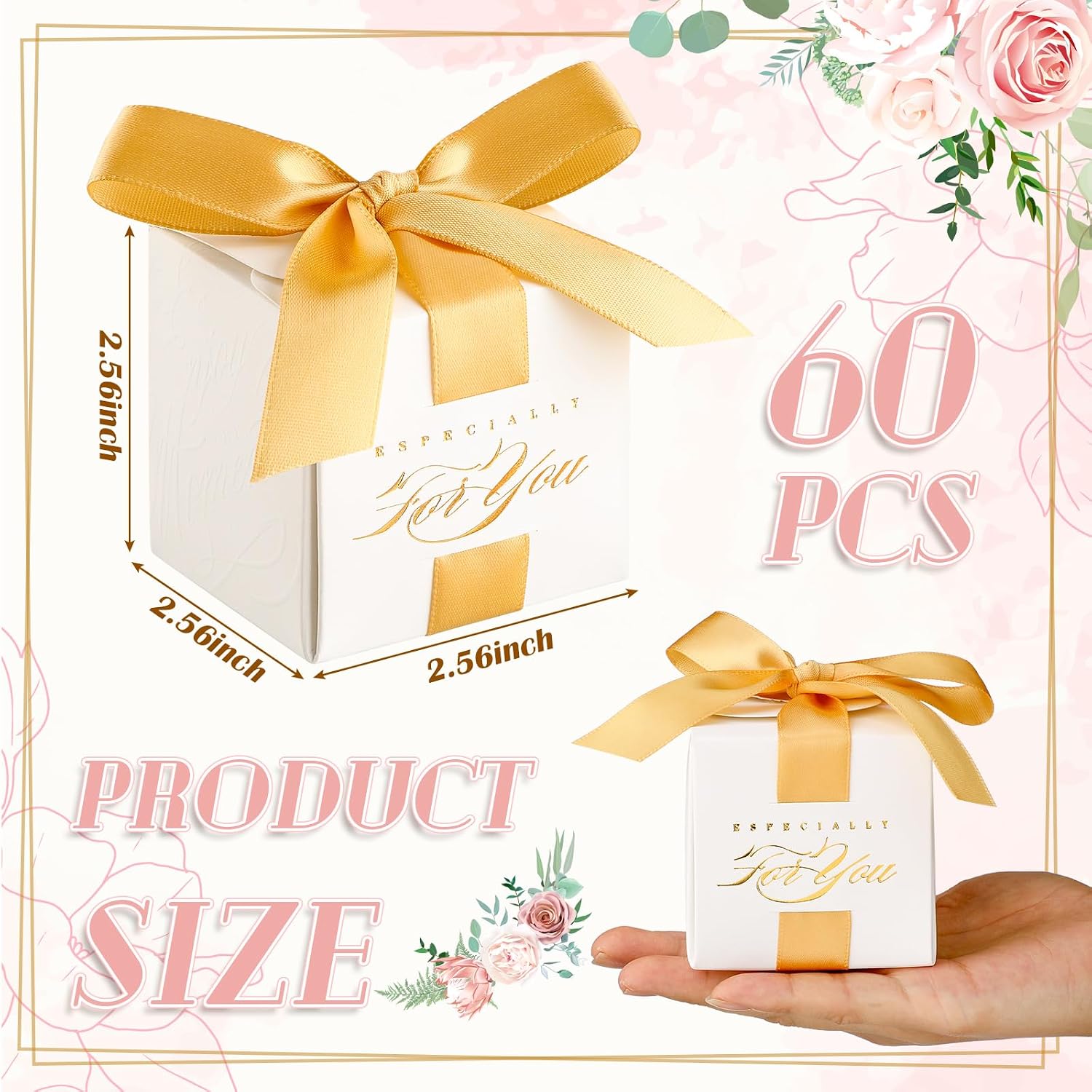 60 Pcs Wedding Favor Boxes Mini Small Gift Boxes, Gold