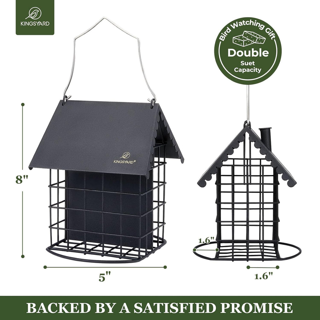 All Metal Double Suet Bird Feeder with Perch