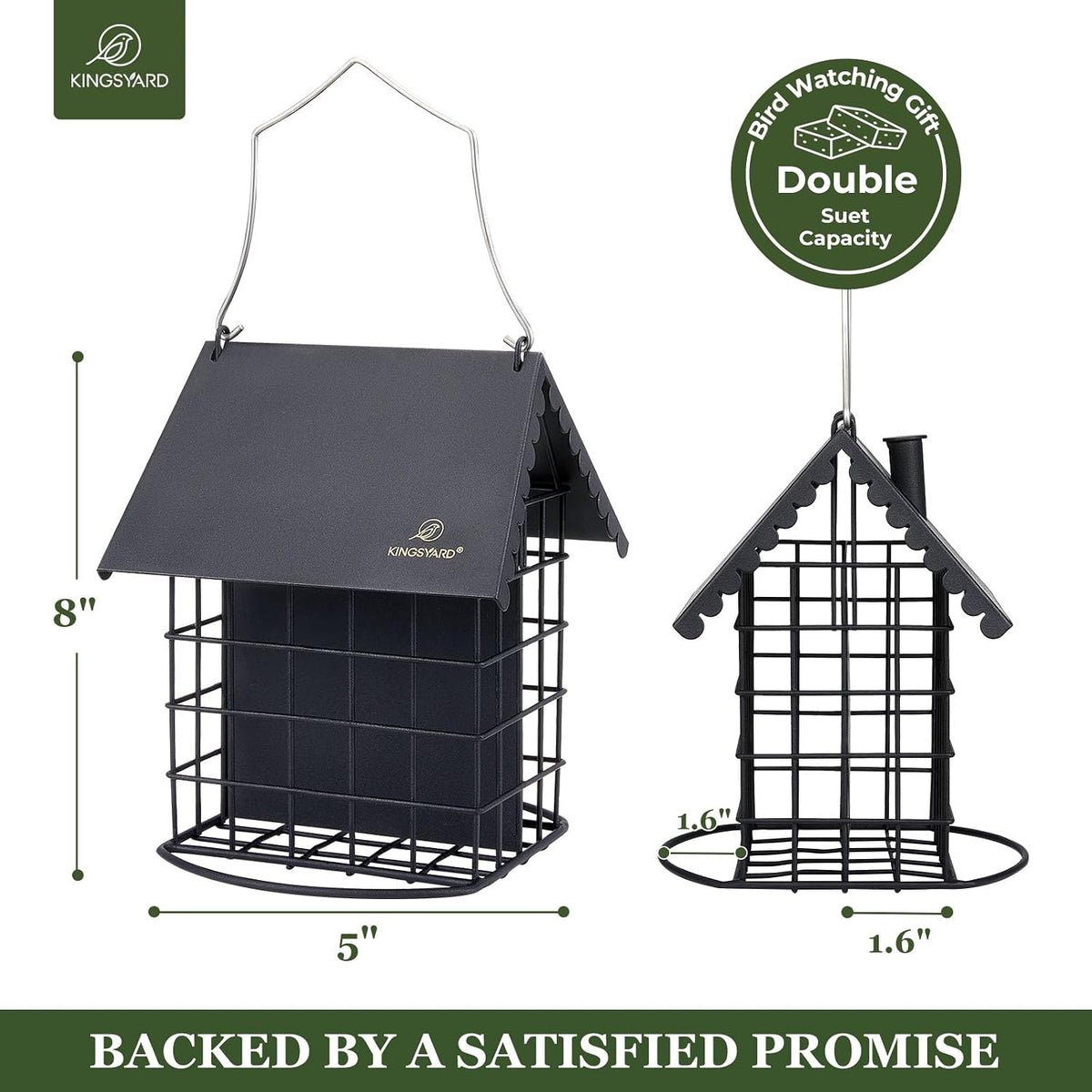 All Metal Double Suet Bird Feeder with Perch