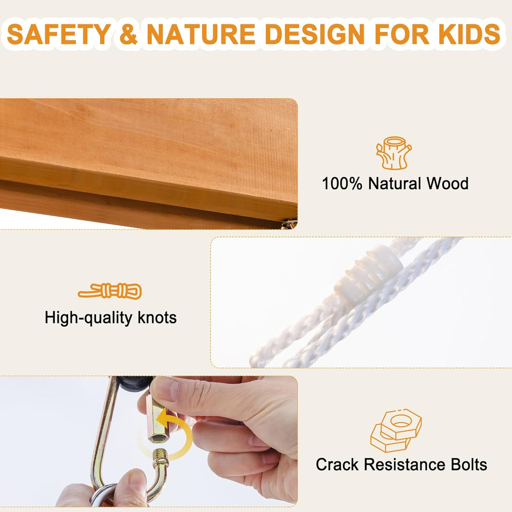 3-in-1 Playground Wooden Swing Sets for Backyard, DIY Swing Sets with Tree Swing and 2 Toddler Swings, Kids Outdoor