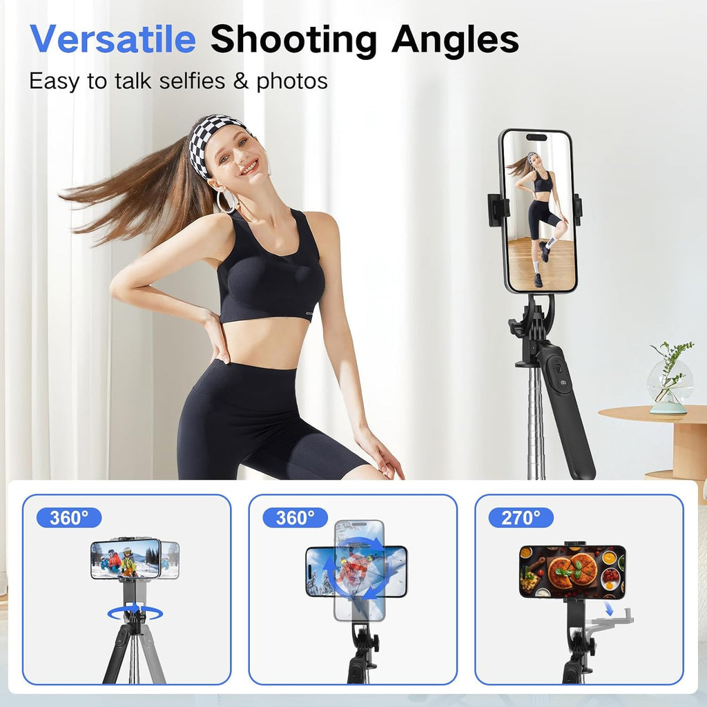 Metal Selfie Stick Tripod for iPhone with Light,70 inch Cellphone Selfiestick with Remote,Phone Tripod Holder for