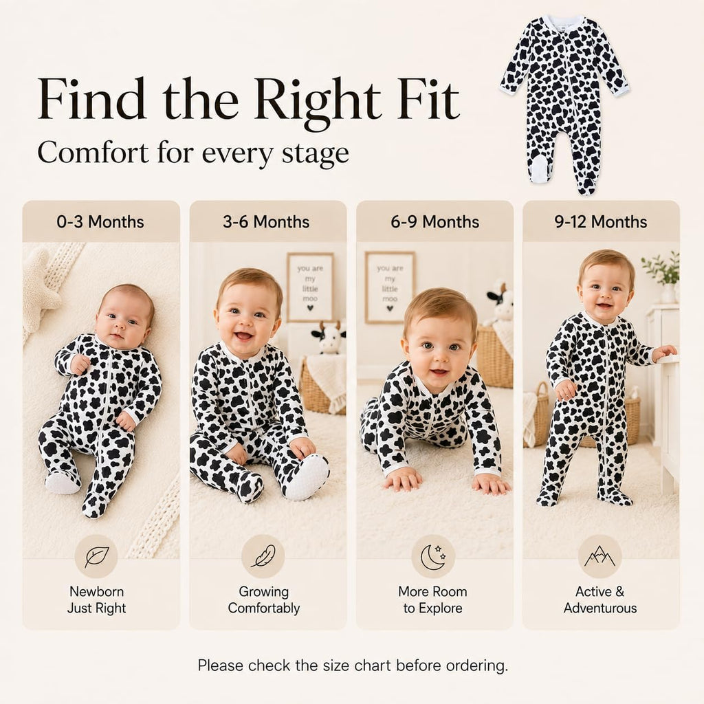 Baby Girls Boys Footed Pajamas One-Piece Sleeper Snug Fit Sleep and Play Zip Front Footie Romper 0-12 Month