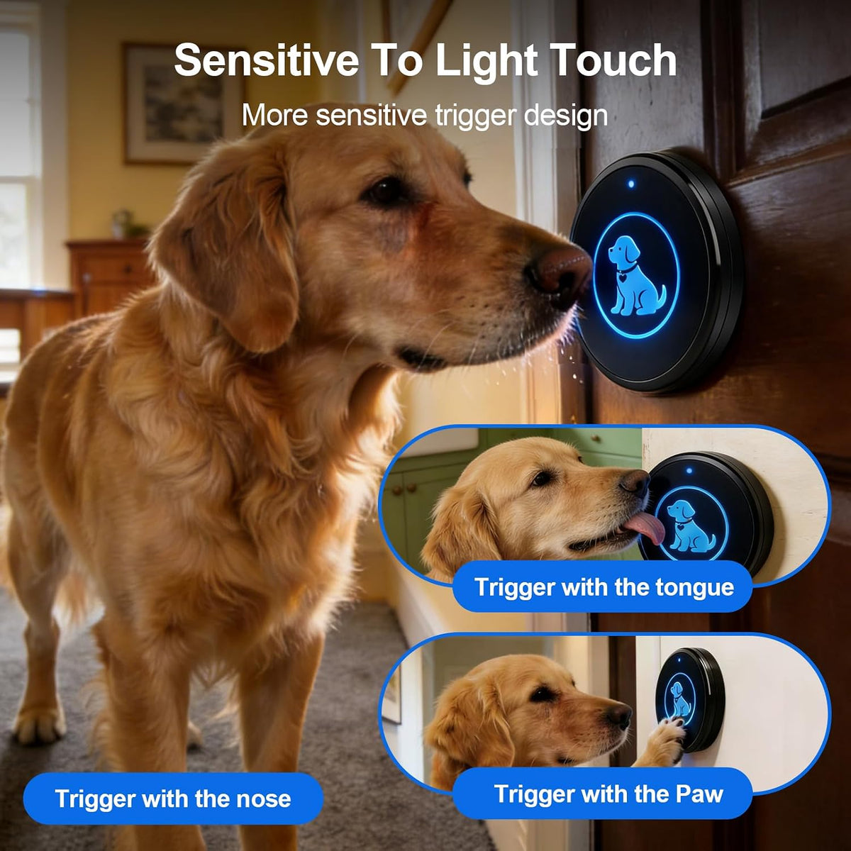 Dog Door Bell for Potty Training, Wireless Dog Doorbells to Go Outside, 1000 Feet Long Range, IP65 Waterproof, 60