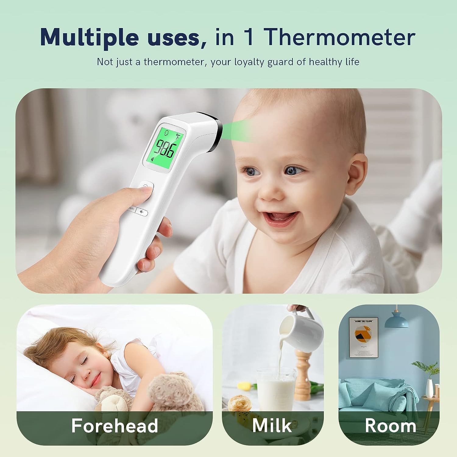 No-Touch Thermometer for Adults and Kids, Fast Accurate Digital Thermometer with Fever Alarm & Silent Mode